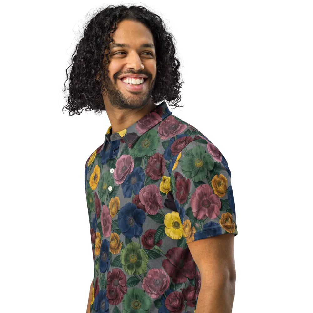 Sable Petals on Men's Slim Fit Polo Shirt — Left Front