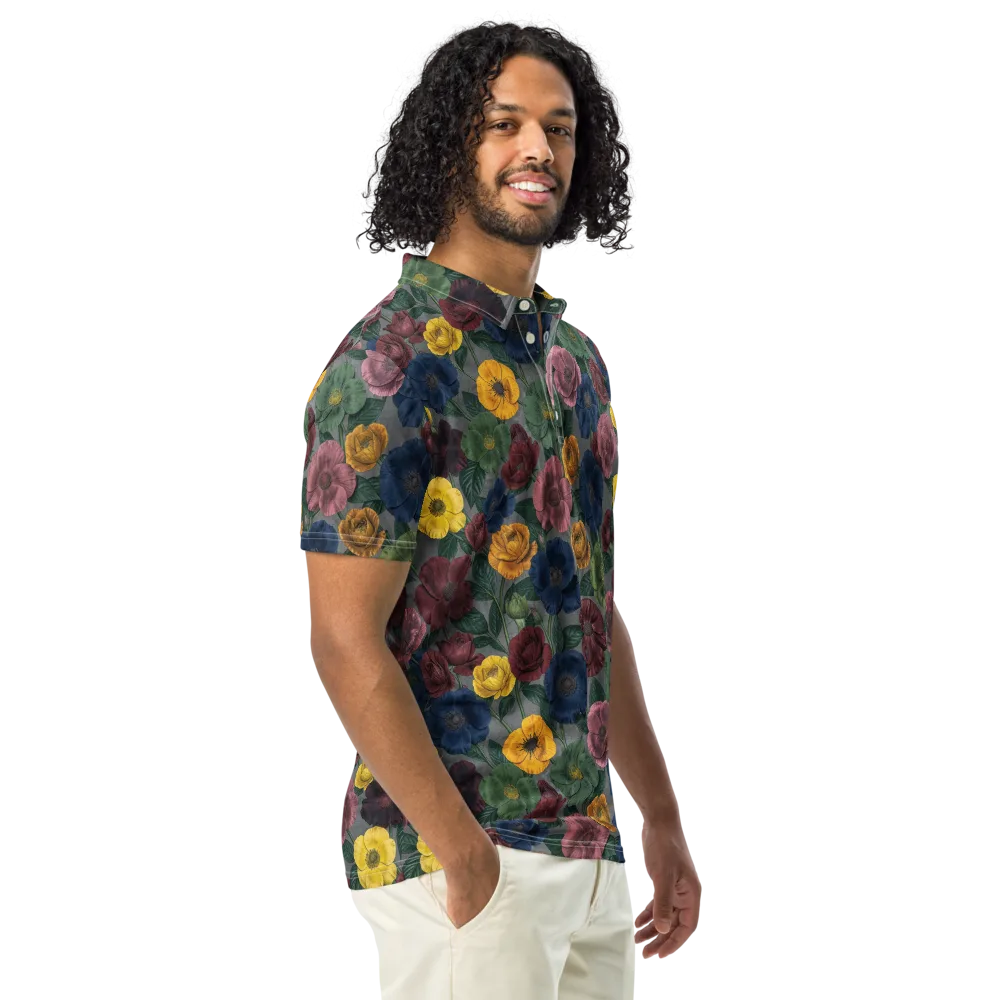 Sable Petals on Men's Slim Fit Polo Shirt — Right Front