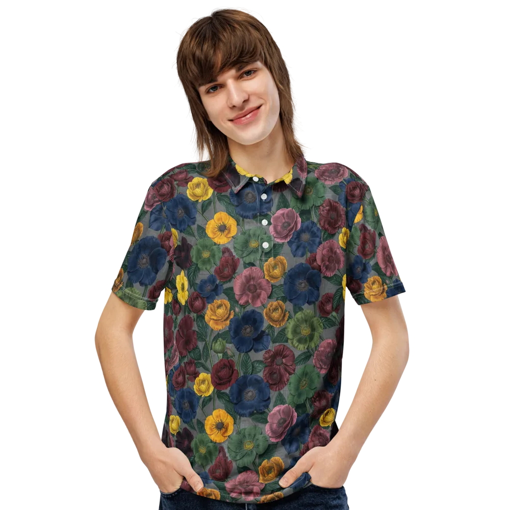 Sable Petals on Men's Slim Fit Polo Shirt — Front