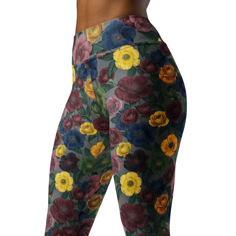 Sable Petals on Yoga Leggings — Left Front