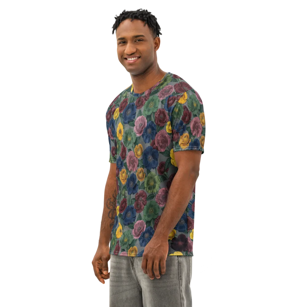 Sable Petals on Men's Cotton Crew Neck T-Shirt — Left Front
