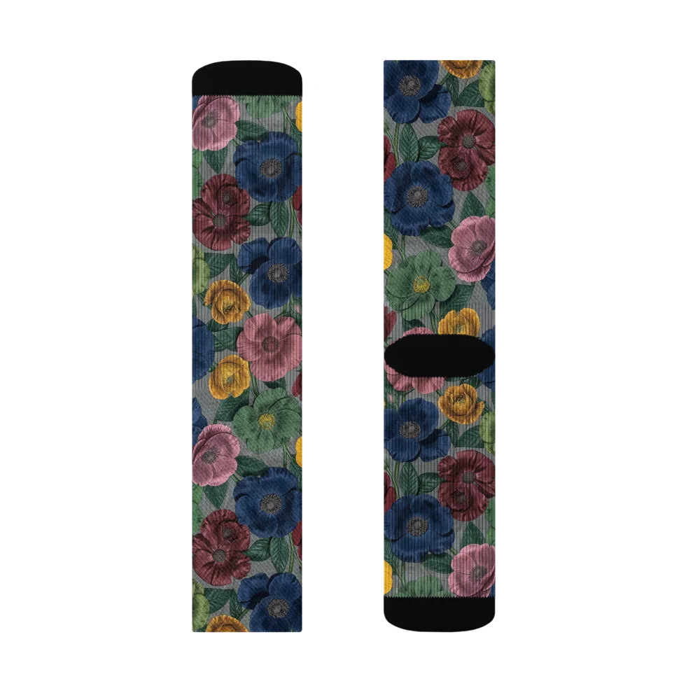 Sable Petals on Socks — Left Sock