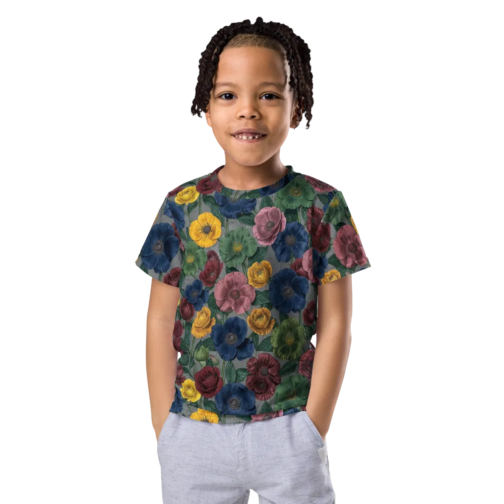 Sable Petals on Kids Crew Neck T-Shirt — Front