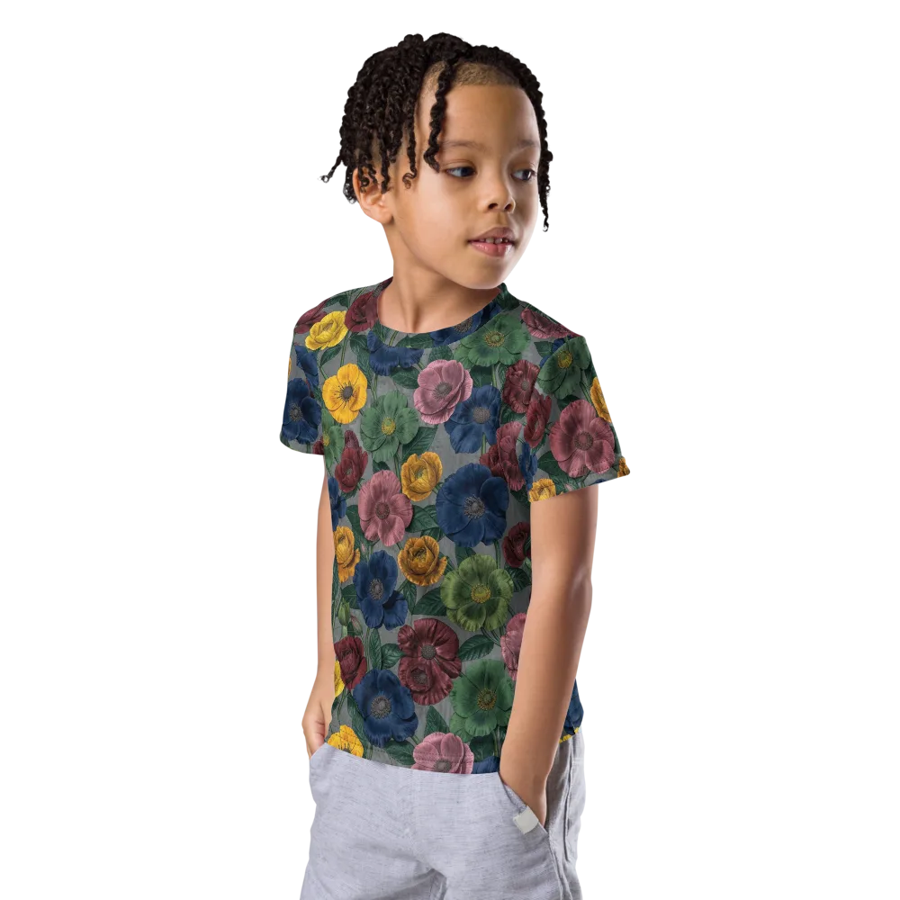 Sable Petals on Kids Crew Neck T-Shirt — Left Front