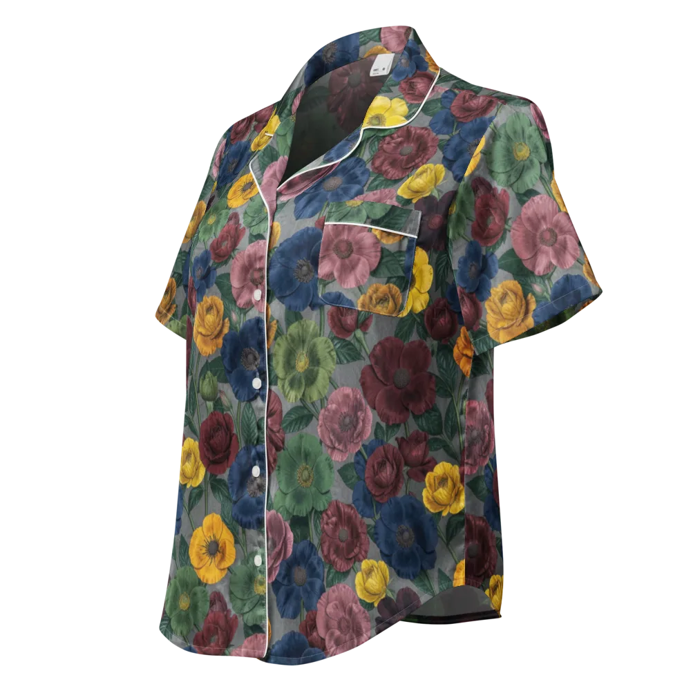 Sable Petals on Women's Short Sleeve Pajama Top — Left Front