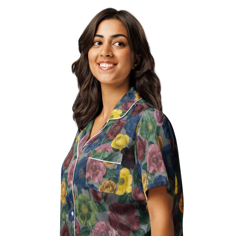 Sable Petals on Women's Short Sleeve Pajama Top — Left Front