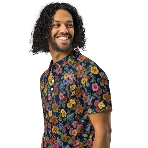 Indigo Flower Market on a Men's Slim Fit Polo Shirt