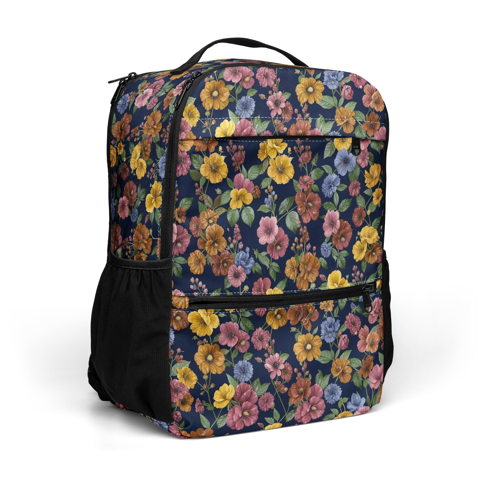 Indigo Flower Market on Utility Backpack — Right Front