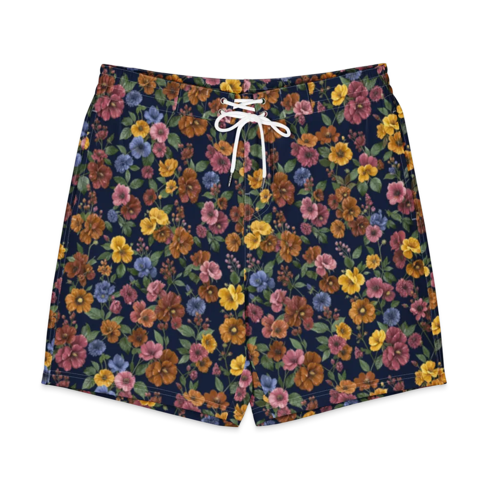 Indigo Flower Market on Men's Board Shorts — Front
