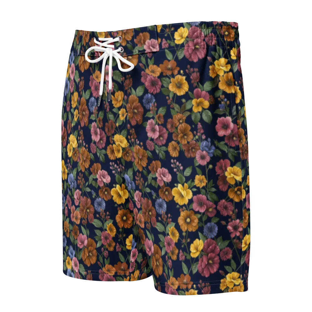 Indigo Flower Market on Men's Board Shorts — Front