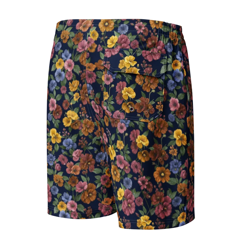 Indigo Flower Market on Men's Board Shorts — Back
