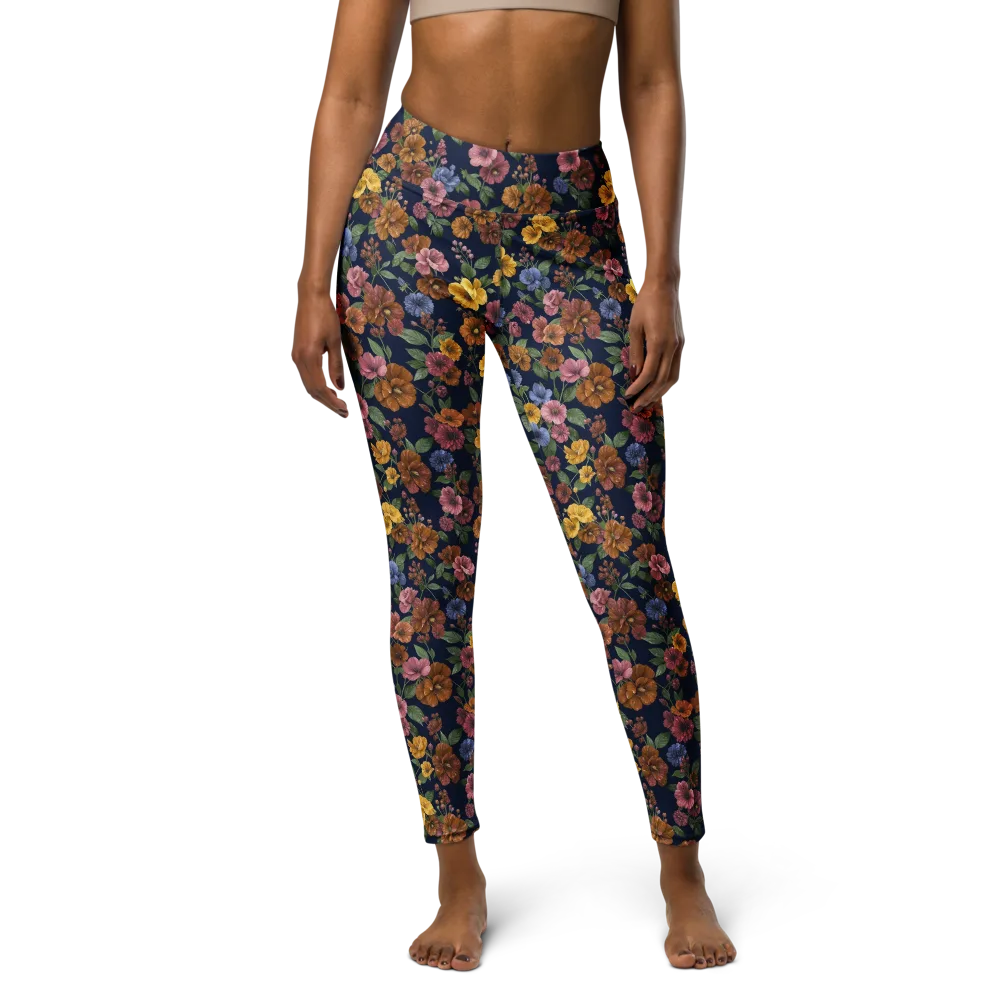 Indigo Flower Market on Yoga Leggings — Front