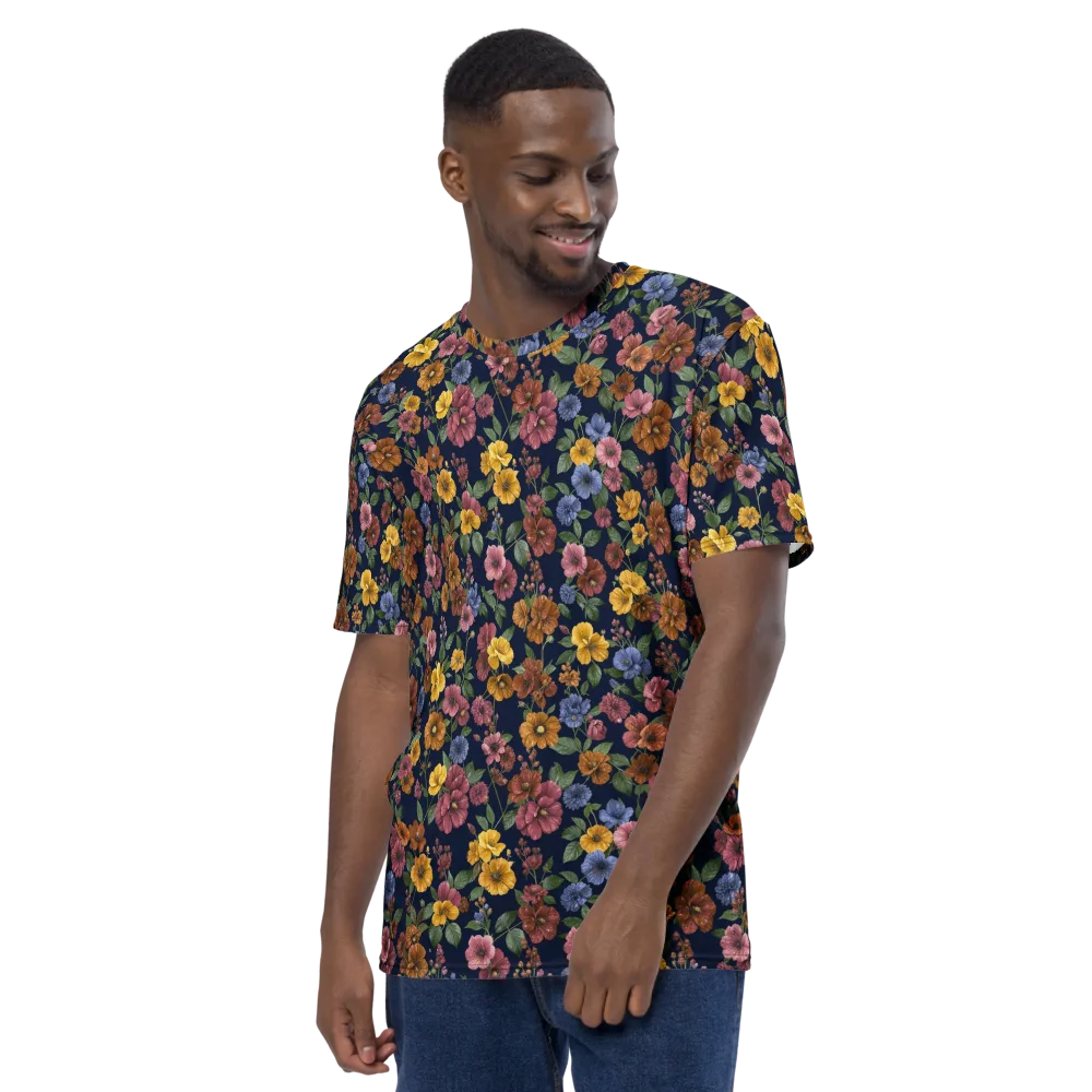 Indigo Flower Market on Men's Crew Neck T-Shirt — Left