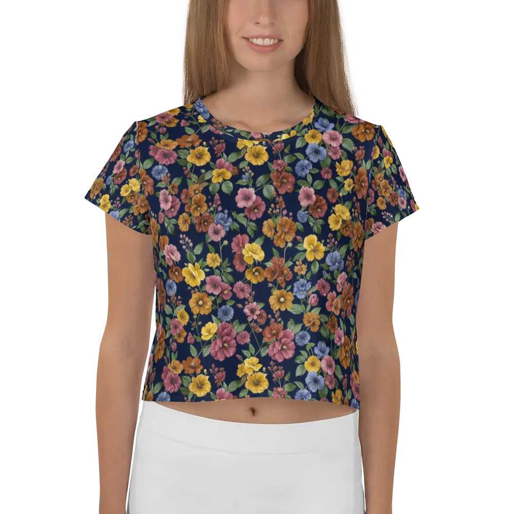 Indigo Flower Market on Crop Tee — Front