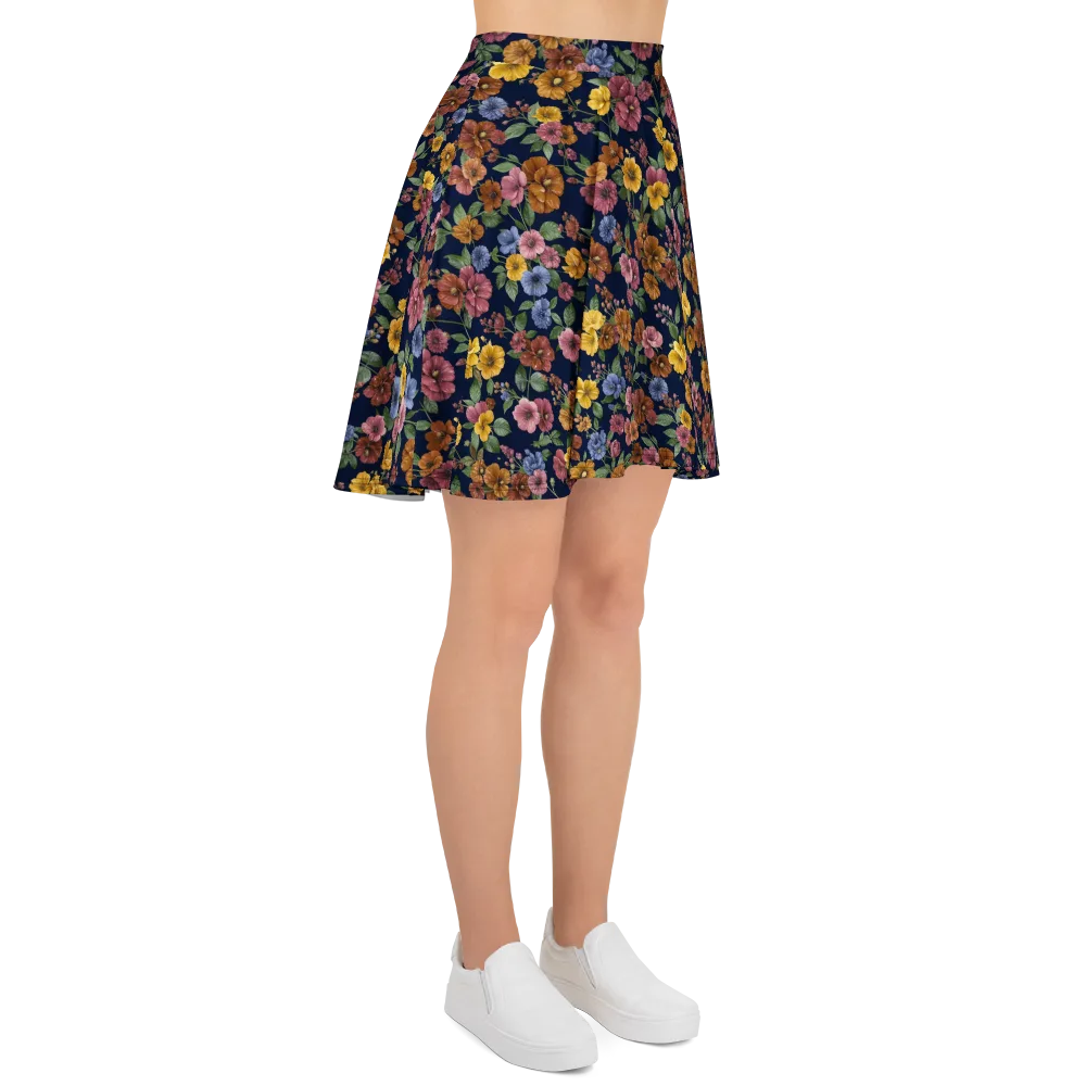 Indigo Flower Market on Skater Skirt — Right