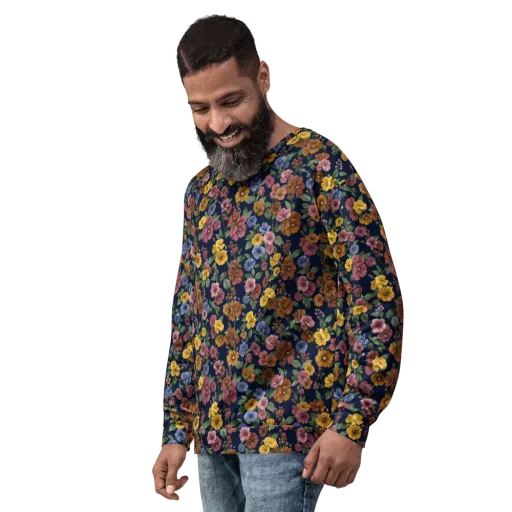 Indigo Flower Market on a Sweatshirt