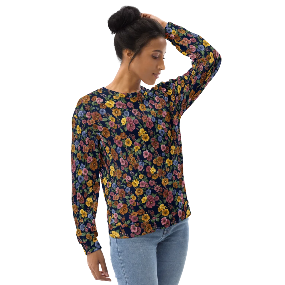 Indigo Flower Market on Sweatshirt — Right Front