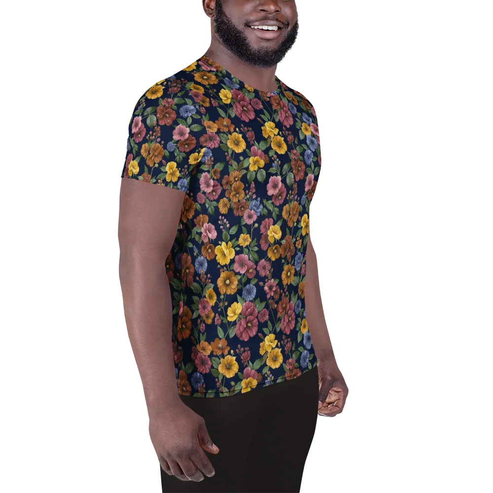 Indigo Flower Market on Men's Athletic T-Shirt — Right