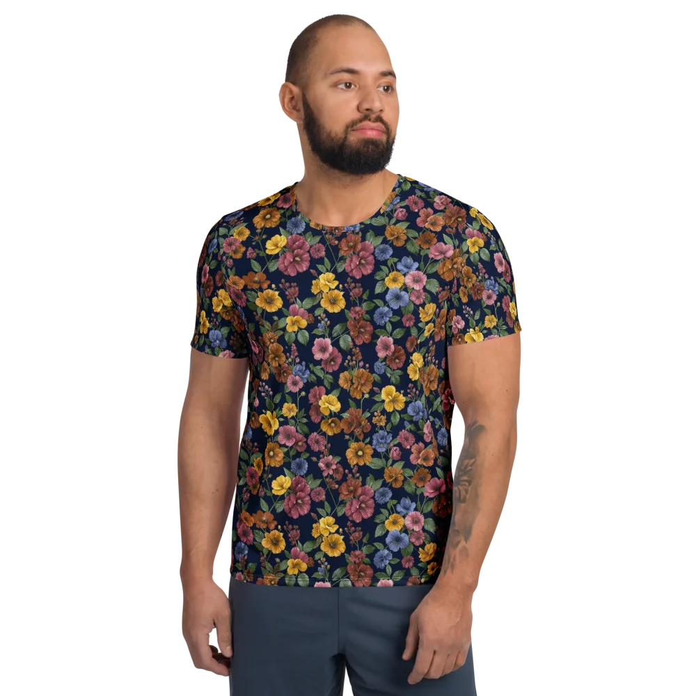 Indigo Flower Market on Men's Athletic T-Shirt — Front