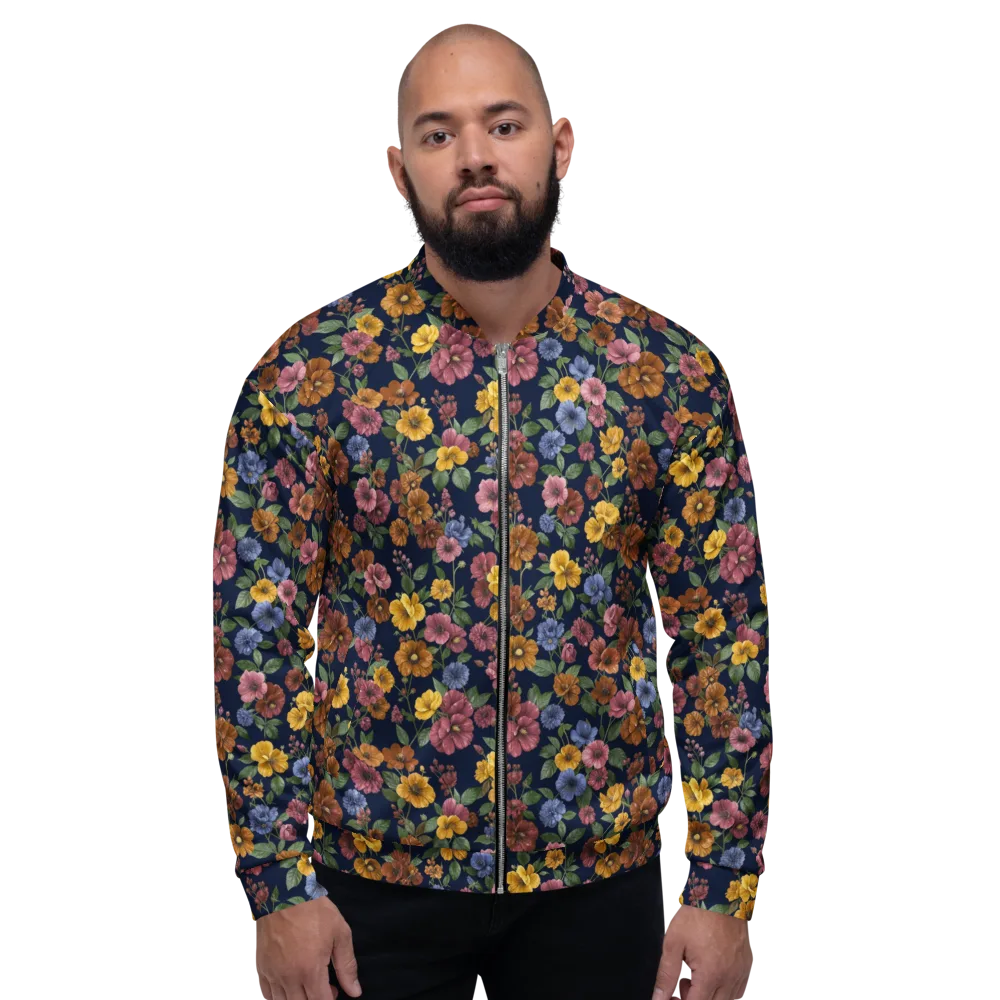 Indigo Flower Market on Bomber Jacket — Front