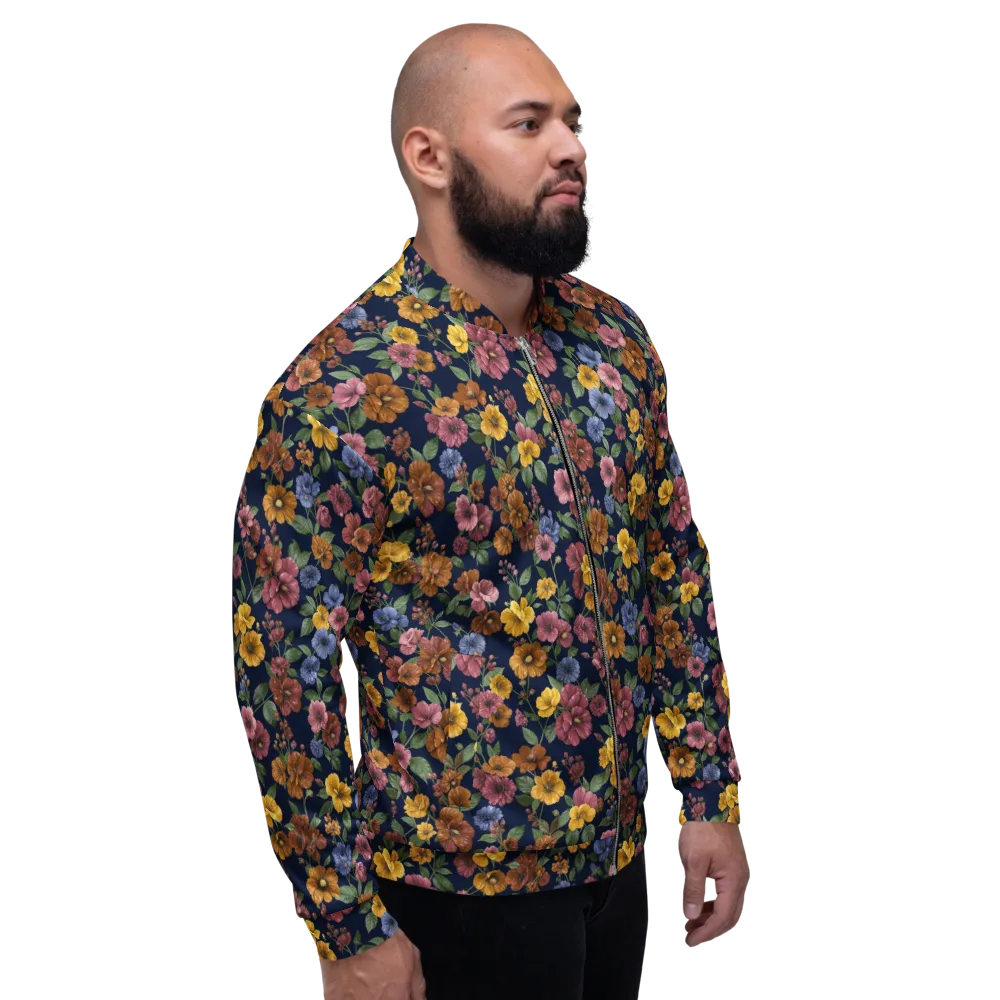 Indigo Flower Market on Bomber Jacket — Right