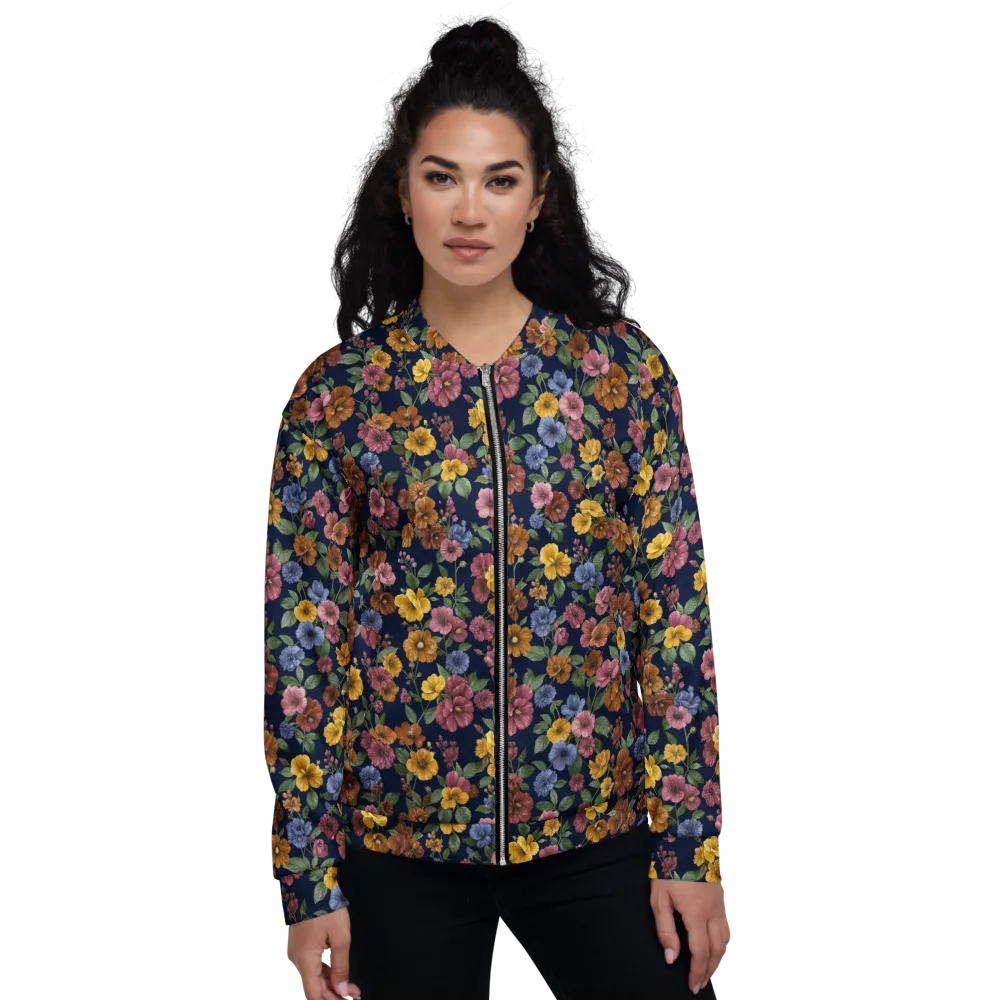 Indigo Flower Market on Bomber Jacket — Front