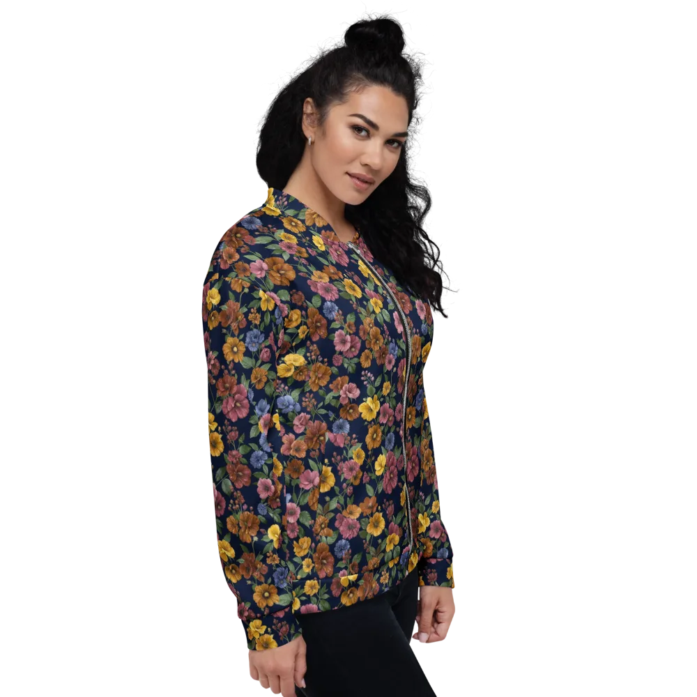 Indigo Flower Market on Bomber Jacket — Right