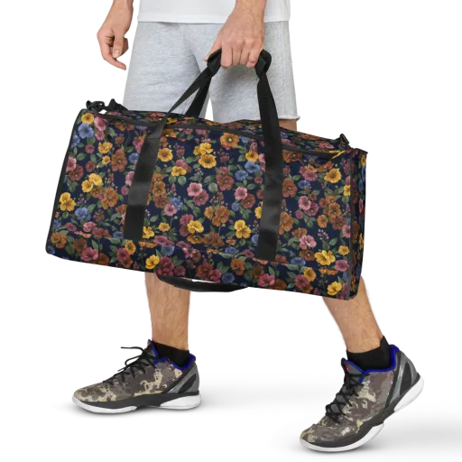 Indigo Flower Market on a Duffle Bag