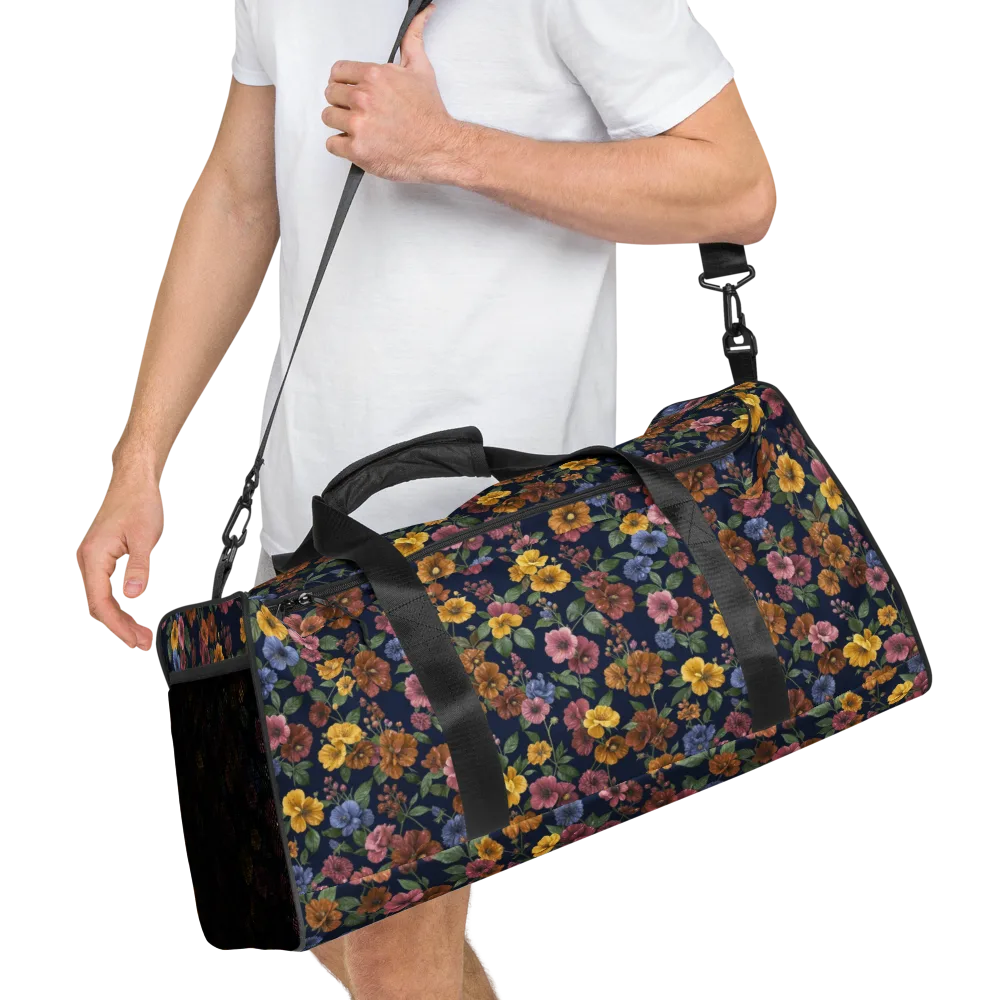 Indigo Flower Market on Duffle Bag — Right Front
