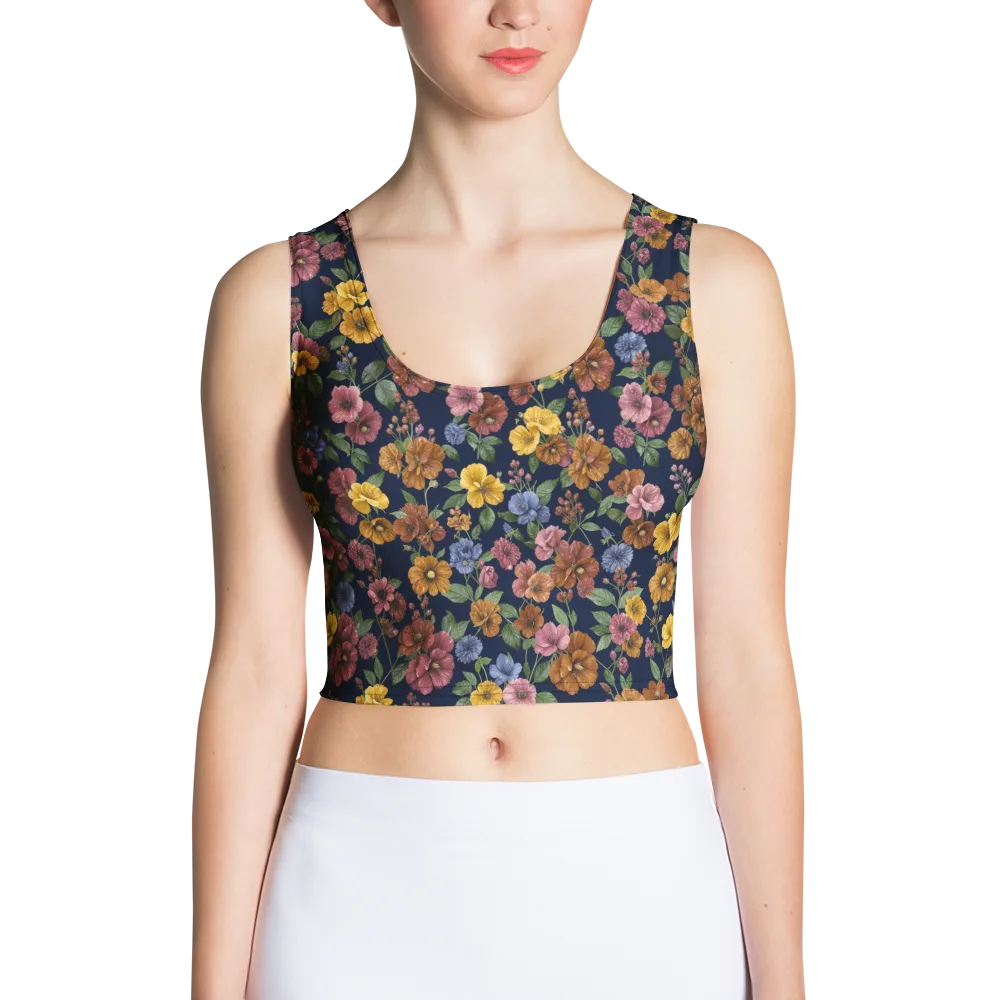 Indigo Flower Market on Crop Top — Front