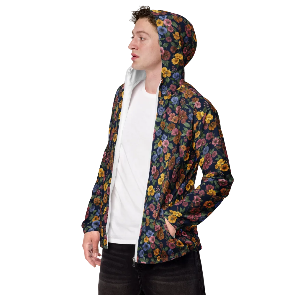 Indigo Flower Market on Men's Windbreaker — Left Front