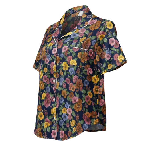 Indigo Flower Market on a Women's Short Sleeve Pajama Top