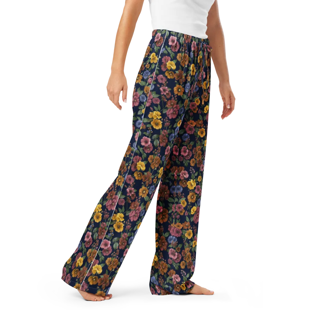 Indigo Flower Market on Women's Pajama Pants — Right Front