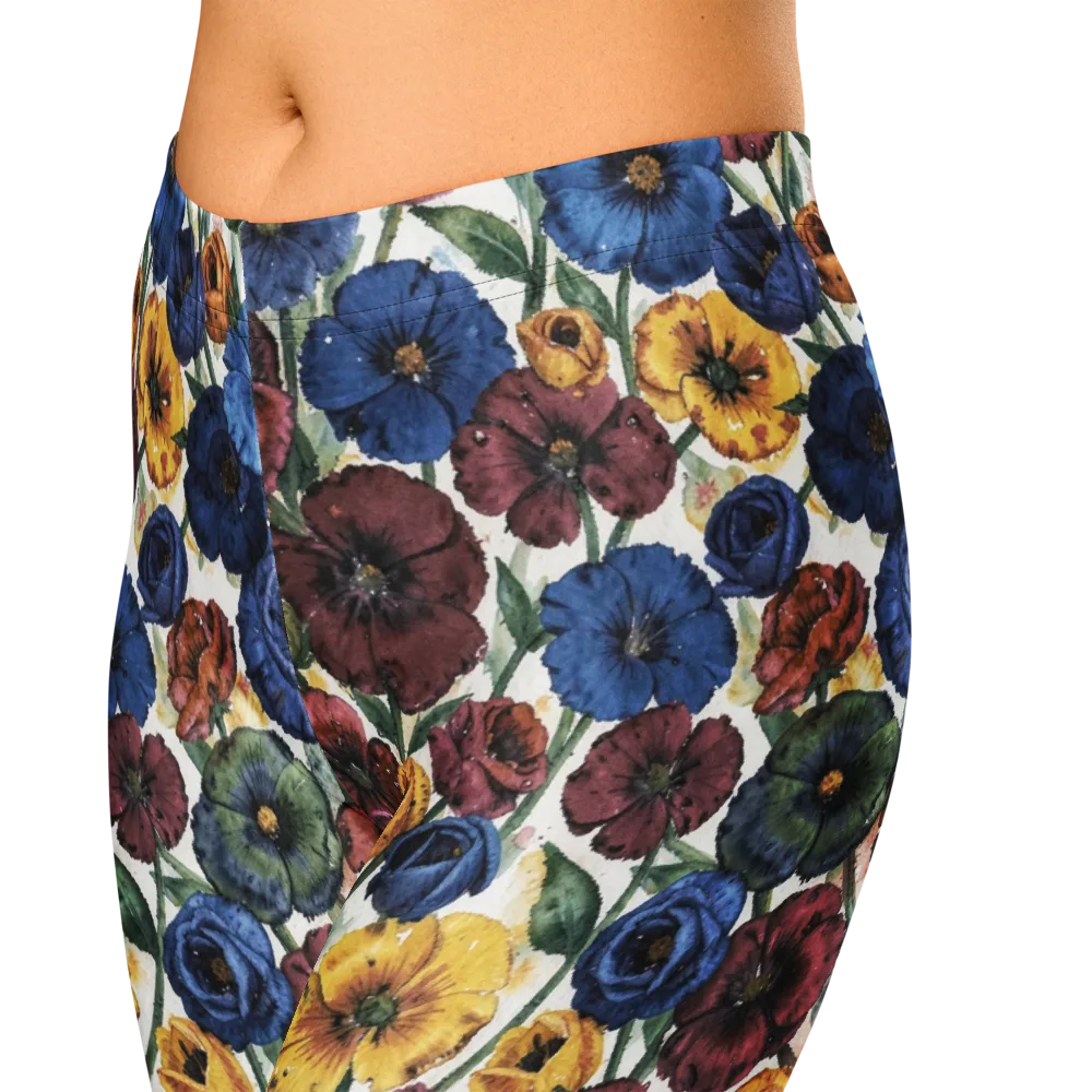 Midnight Poppy Rhapsody on Capri Leggings — Zoomed-in