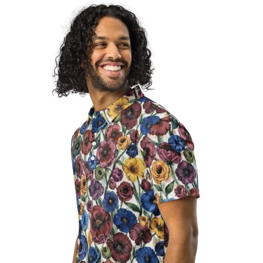 Midnight Poppy Rhapsody on a Men's Slim Fit Polo Shirt