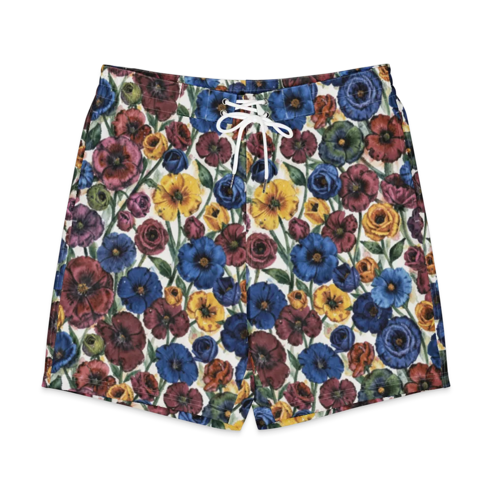 Midnight Poppy Rhapsody on Men's Board Shorts — Front