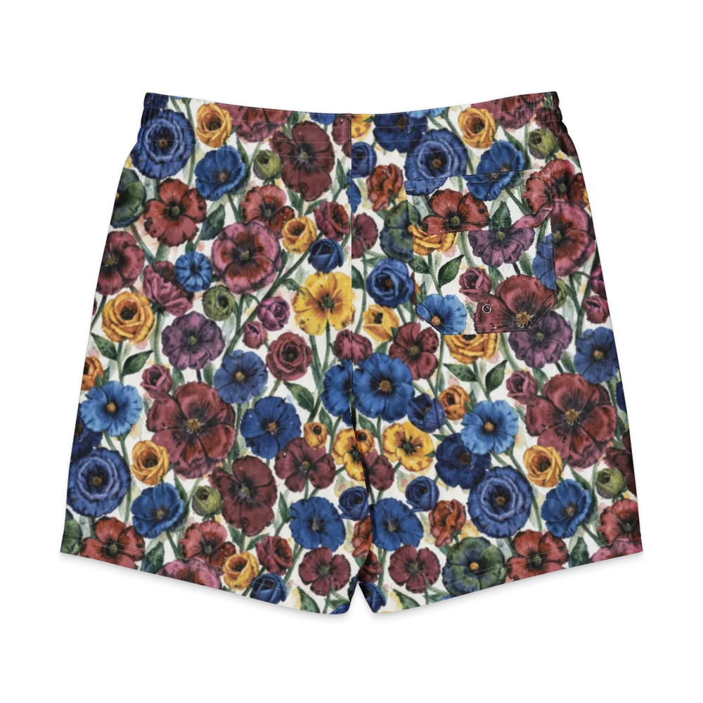 Midnight Poppy Rhapsody on Men's Board Shorts — Back