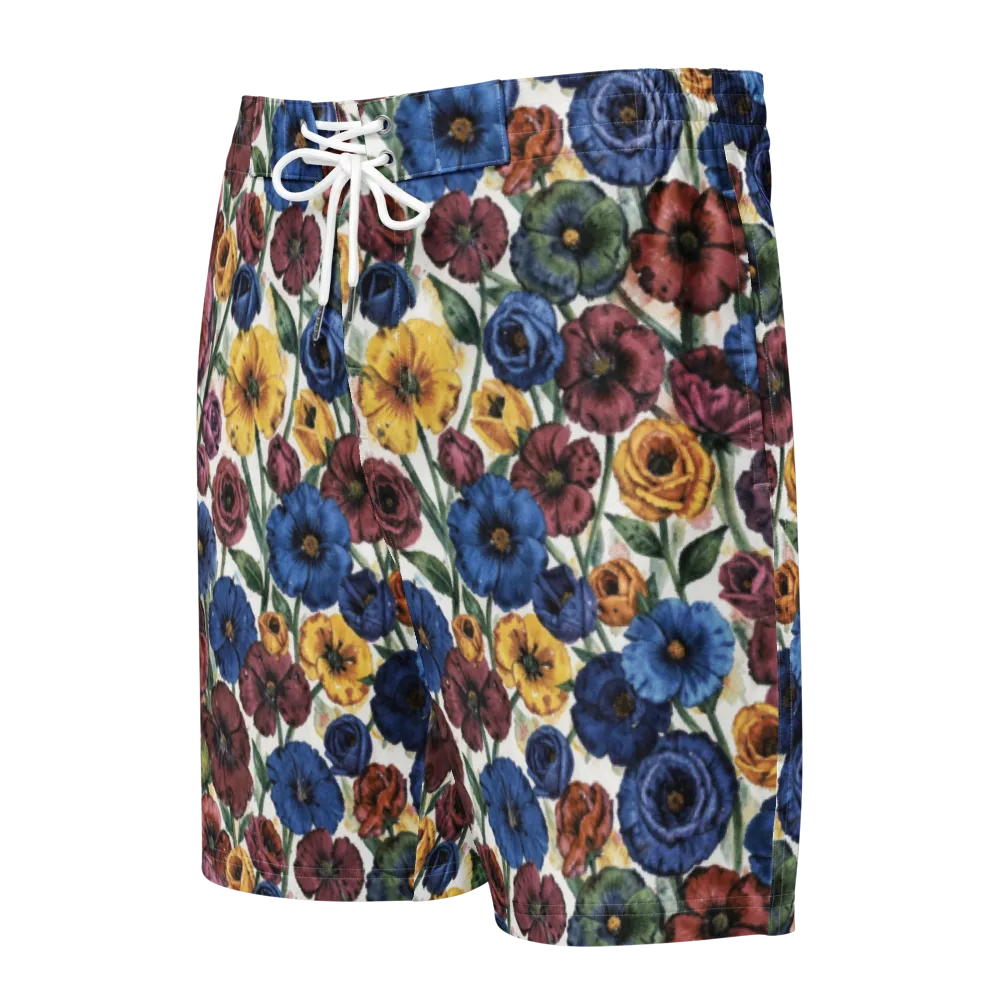 Midnight Poppy Rhapsody on Men's Board Shorts — Front