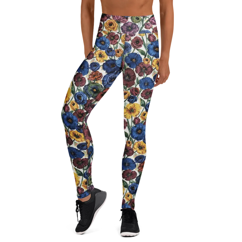 Midnight Poppy Rhapsody on Yoga Leggings — Front