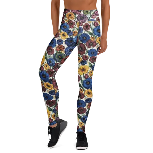 Midnight Poppy Rhapsody on a Yoga Leggings
