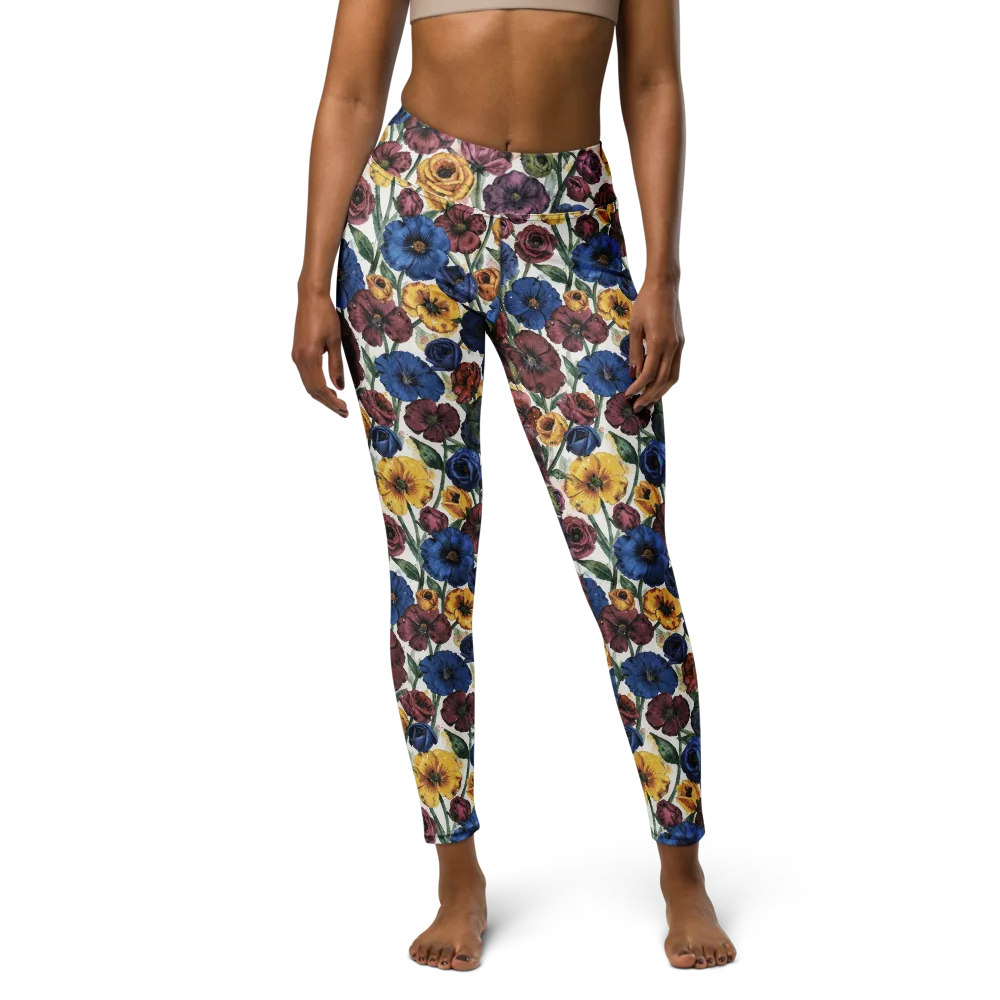 Midnight Poppy Rhapsody on Yoga Leggings — Front