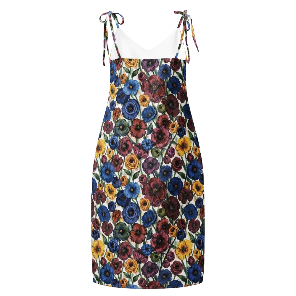 Midnight Poppy Rhapsody on Slip Dress — Back