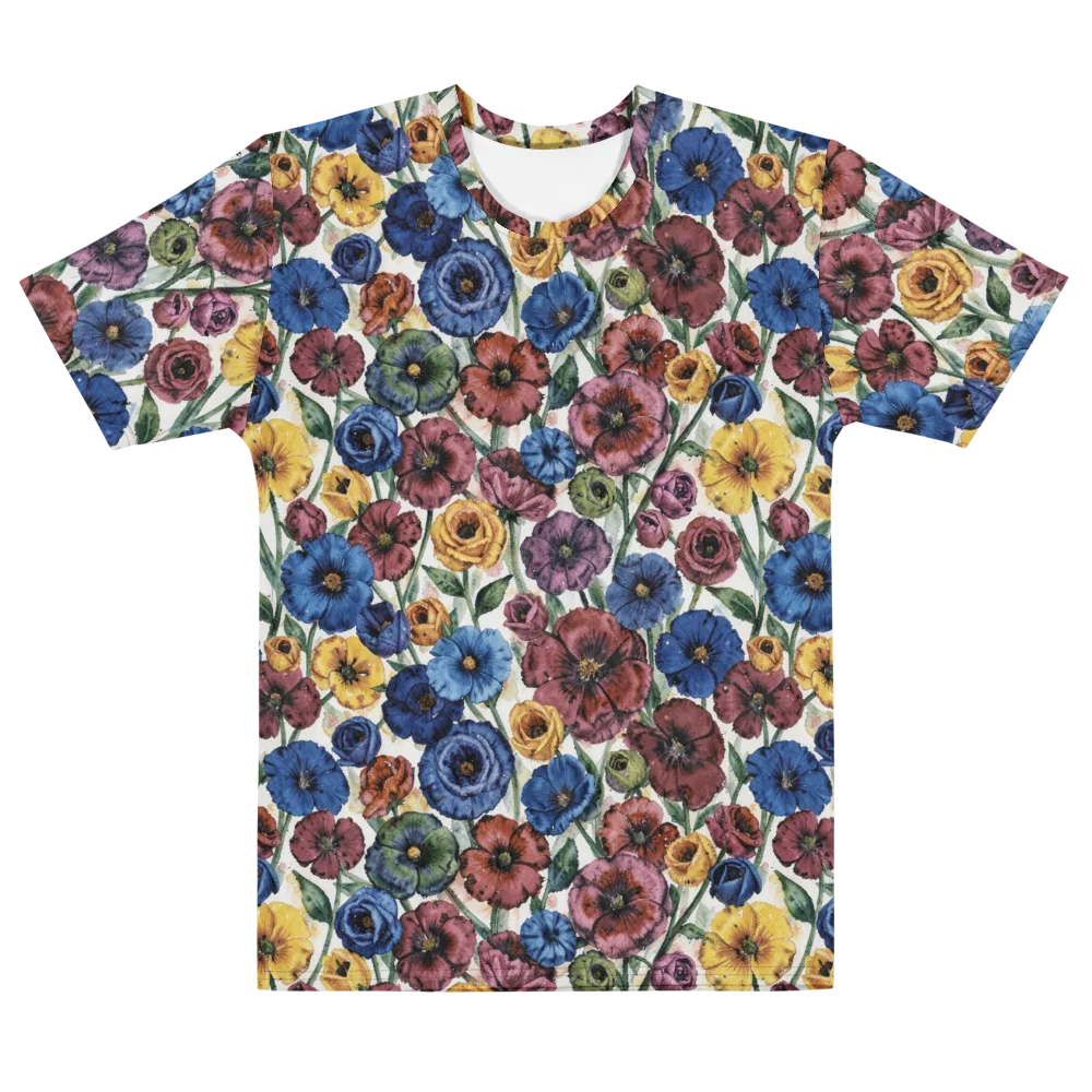Midnight Poppy Rhapsody on Men's Cotton Crew Neck T-Shirt — Front