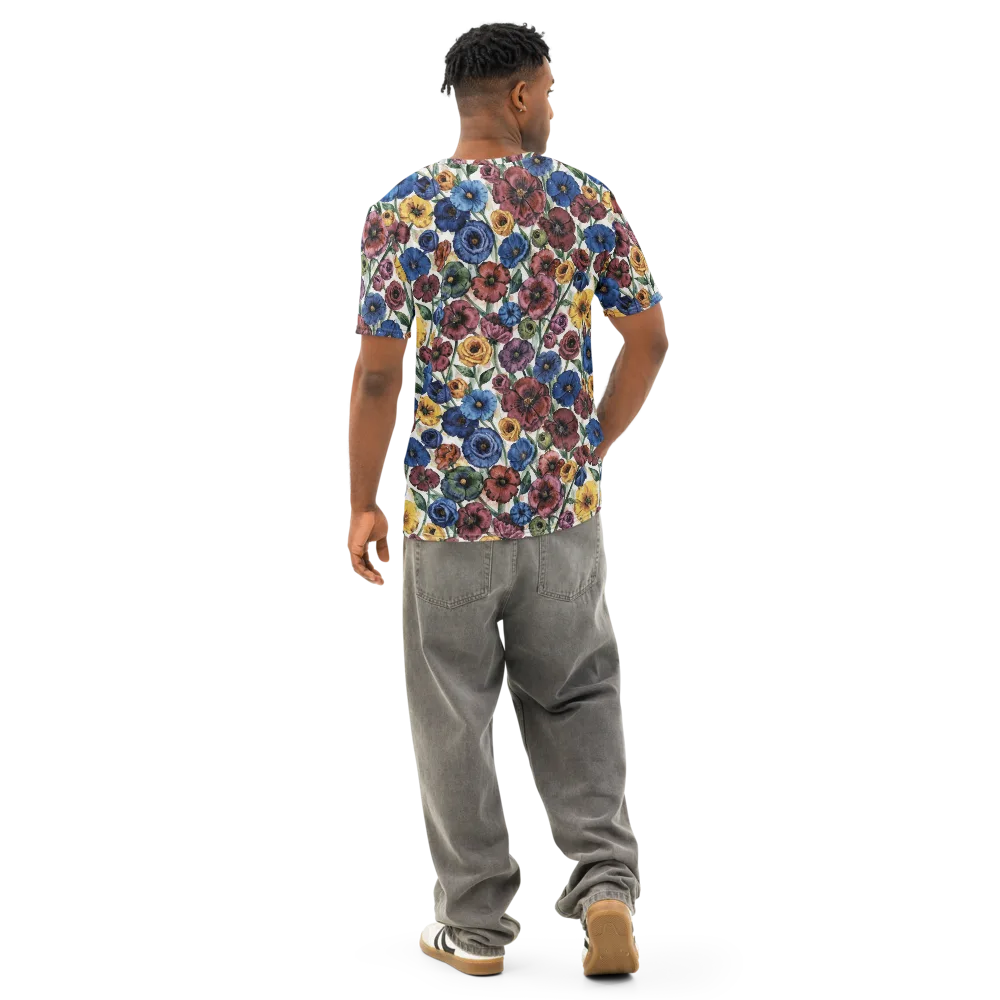 Midnight Poppy Rhapsody on Men's Cotton Crew Neck T-Shirt — Back