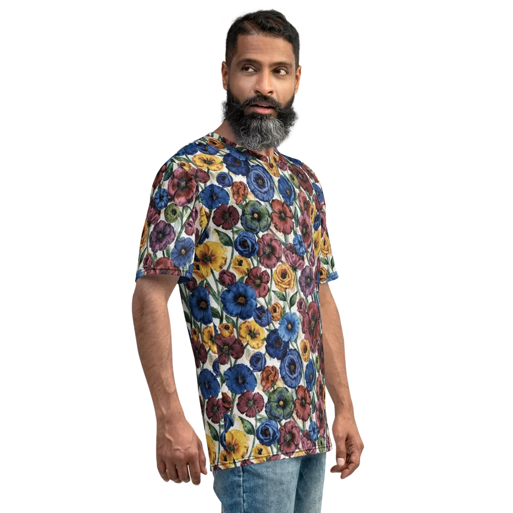 Midnight Poppy Rhapsody on Men's Crew Neck T-Shirt — Right