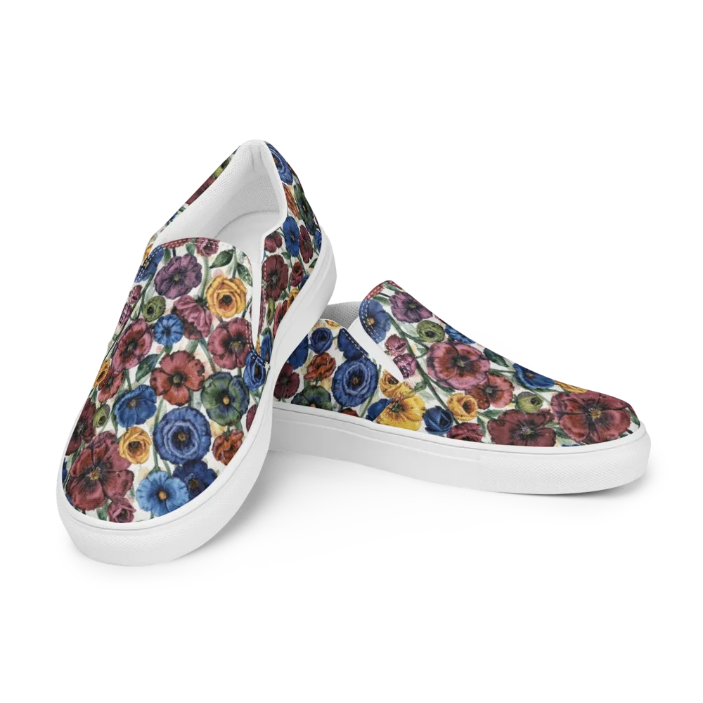 Midnight Poppy Rhapsody on Men's Slip-On Canvas Shoes — Left Front