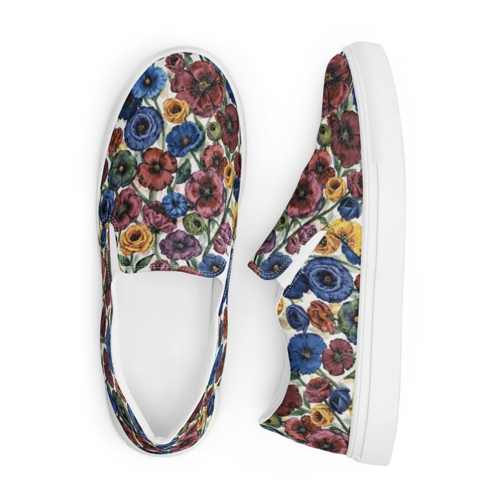 Midnight Poppy Rhapsody on Men's Slip-On Canvas Shoes — Front