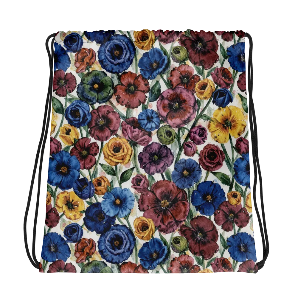 Midnight Poppy Rhapsody on Drawstring Bag — Photo