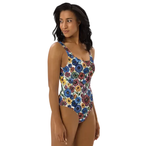 Midnight Poppy Rhapsody on a One-Piece Swimsuit