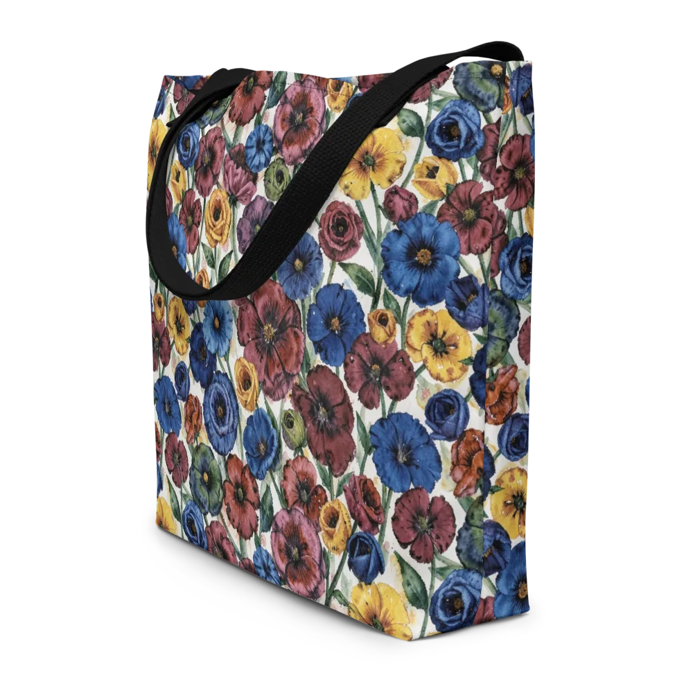 Midnight Poppy Rhapsody on Large Tote Bag W/ Pocket — Front